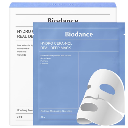 

Маска Hydro Cera-Nol Real Deep Mask - 1 коробка 34 г x 4 шт. Biodance