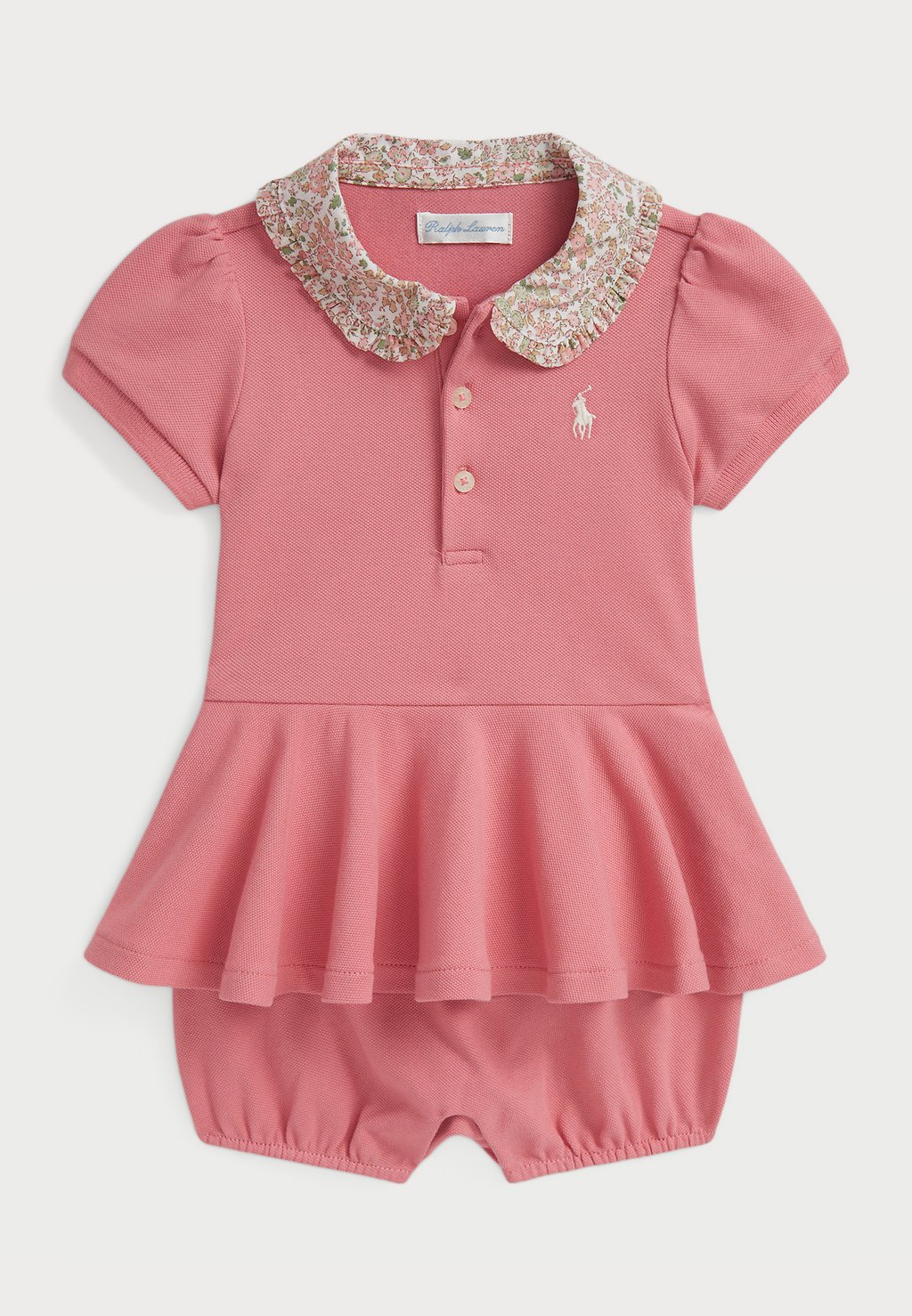 

Комбинезон FLORAL COLLAR MESH BUBBLE SHORTALL Polo Ralph Lauren, светло-красный