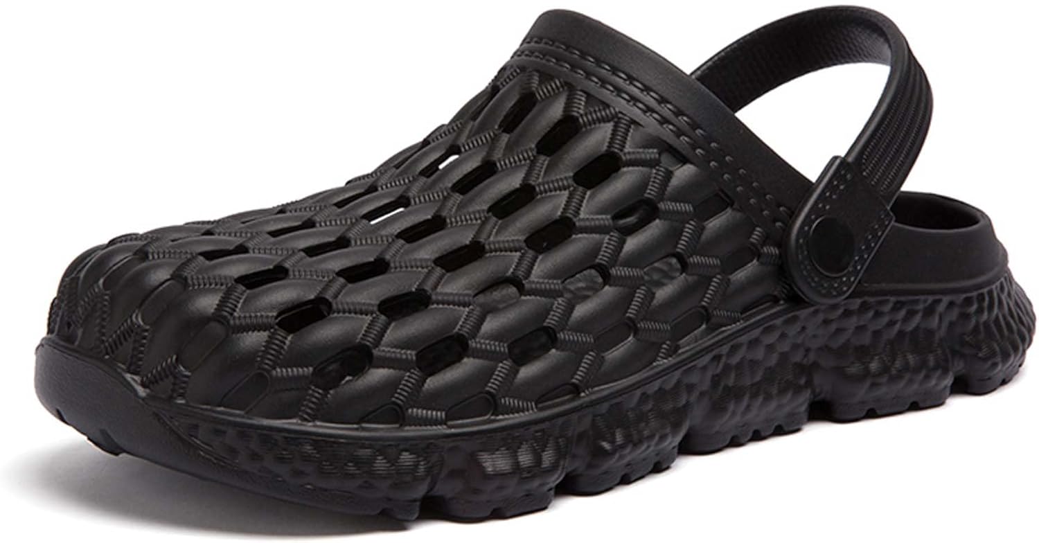 

Мужские сабо для сада, летние дышащие сандалии быстрого высыхания, уличная повседневная обувь для пляжа, домашние шлепанцы для душа, регулируемые, два способа ношения Generic, черный