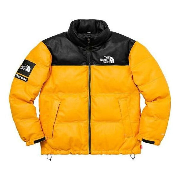 

Куртка fw17 x the north face leather nuptse jacket 'yellow' Supreme, желтый