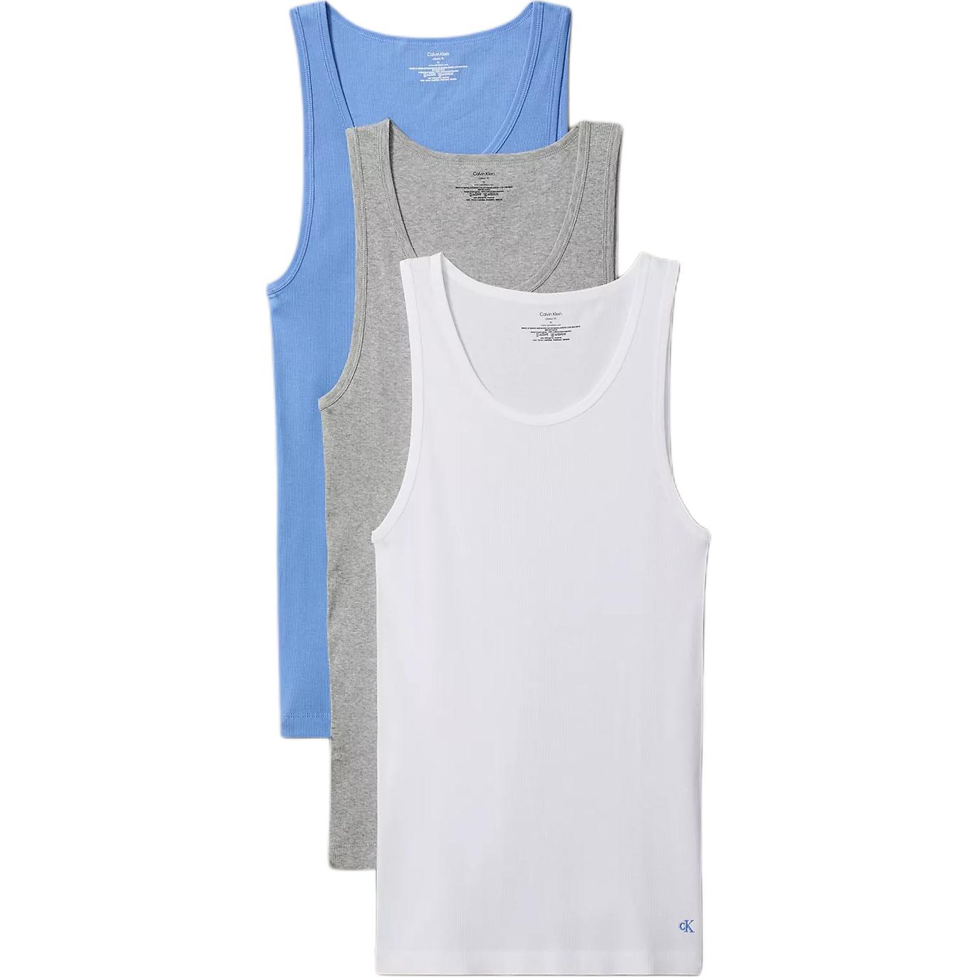 

Calvin Klein Комплект из 3 мужских маек: синяя + серая + белая, круглый вырез, средней толщины