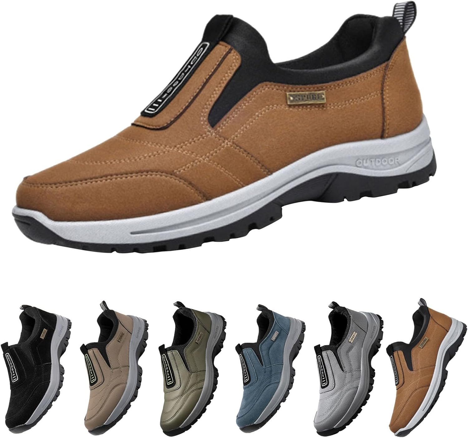 

Мужские ортопедические прогулочные кроссовки 2025 года, удобные водонепроницаемые походные туфли, легкие слипоны для улицы, повседневные нескользящие кроссовки для трейла Generic, коричневый