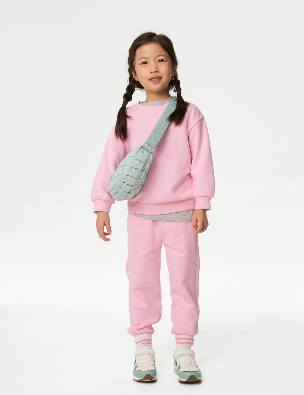 

Однотонный свитшот из хлопка Marks & Spencer, розовый