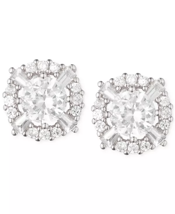 

Круглые серьги-гвоздики с приподнятым кристаллом Anne Klein, silver