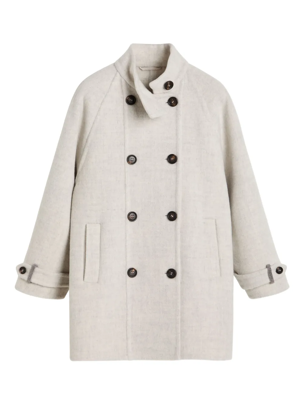 

Пальто из двойной ткани с роговыми пуговицами Brunello Cucinelli Kids, серый