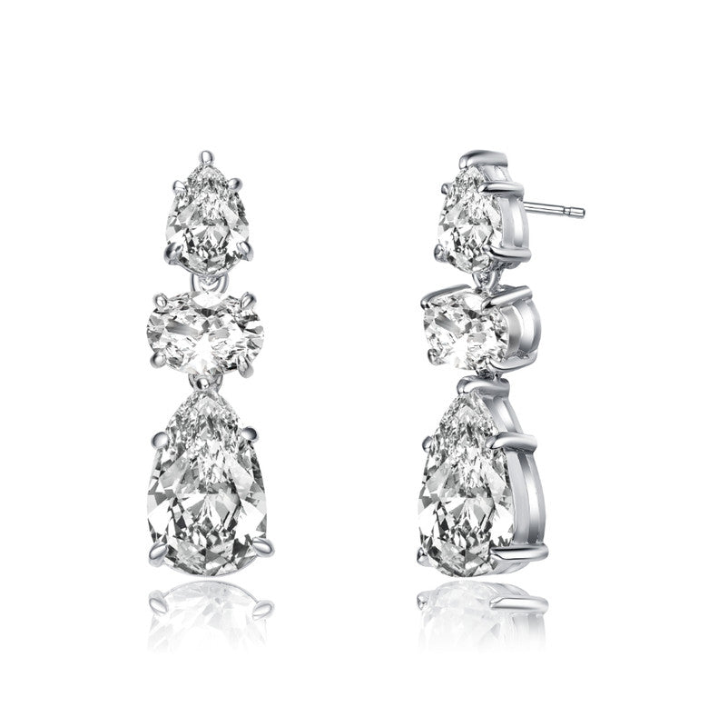 

Серьги-подвески из стерлингового серебра с родиевым покрытием в форме груши и овального кубического циркония Genevive, белый