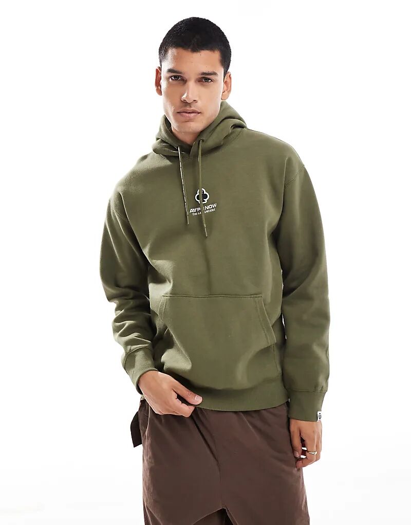 

Толстовка с капюшоном Aape By A Bathing Ape цвета хаки с клевером