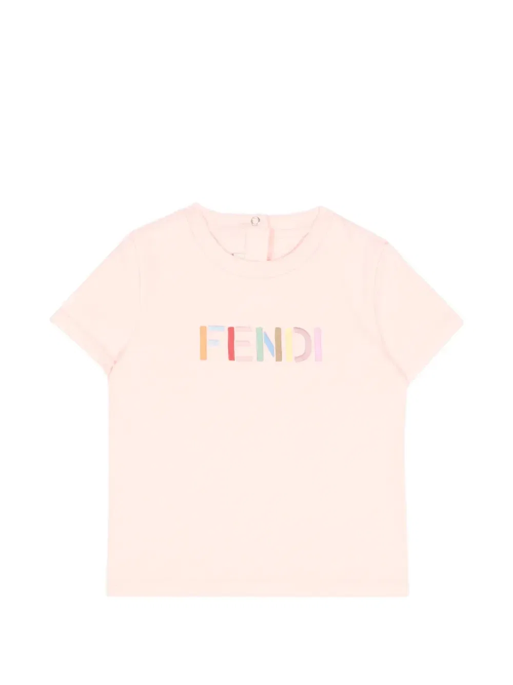 Футболка с короткими рукавами и вышитым логотипом FENDI KIDS, розовый
