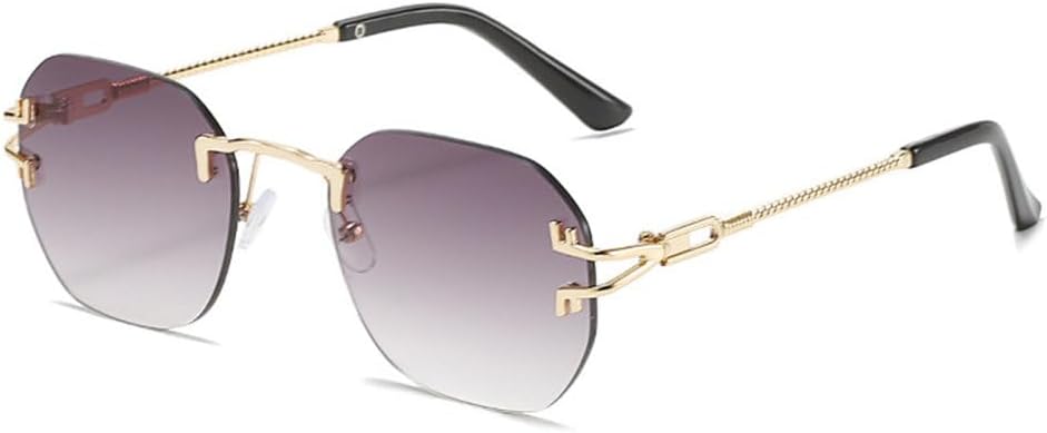 

2027 Квадратные безрамочные солнцезащитные очки-клипсы для женщин, ретро-винтажные модные солнцезащитные очки для женщин и мужчин, сплав, золотистый цвет MTZJH, Gold Grey Grey