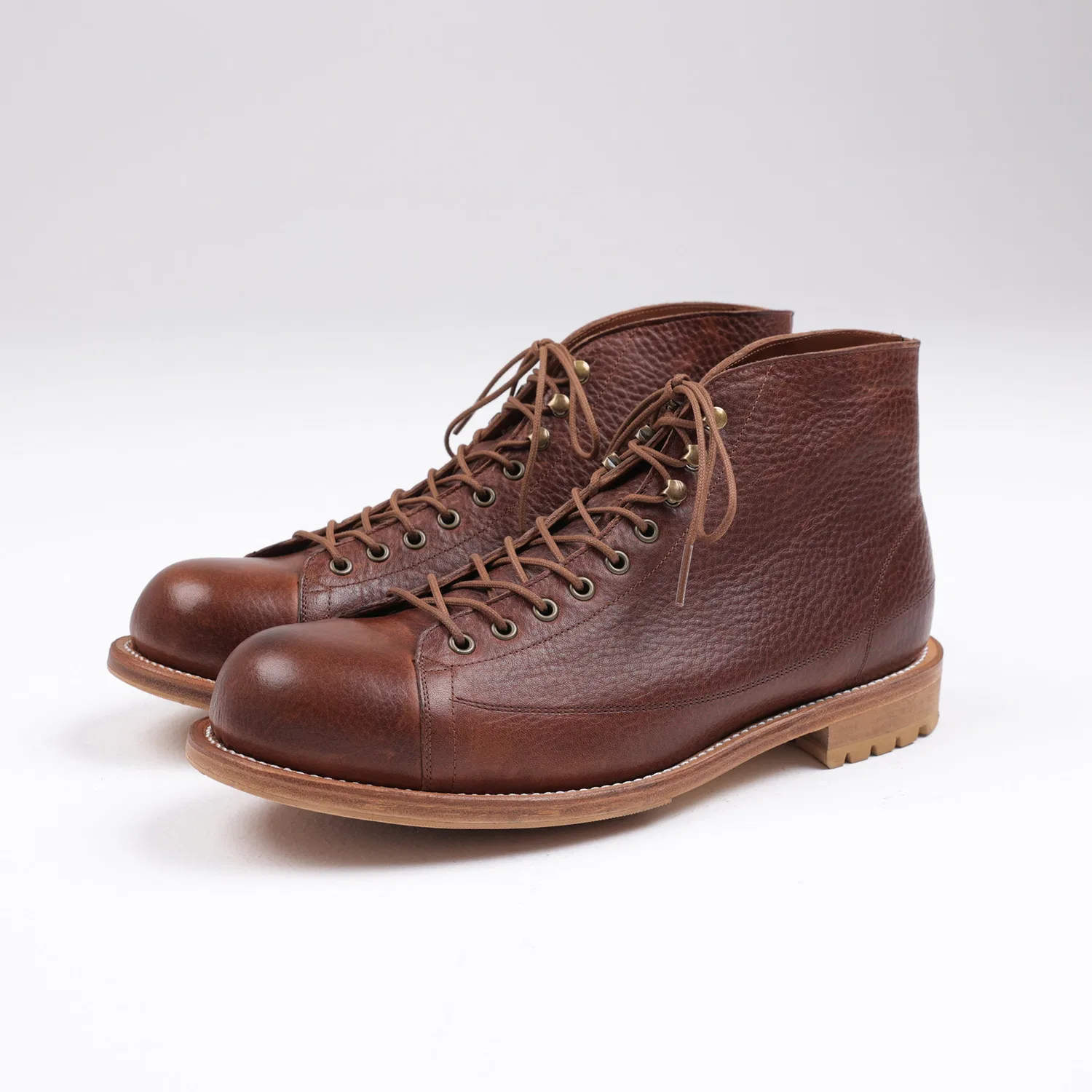 Мужские ботинки-монки 905 Goodyear Welt из шагреневой масляной кожи, коричневые, от Brenowelt — фото 3