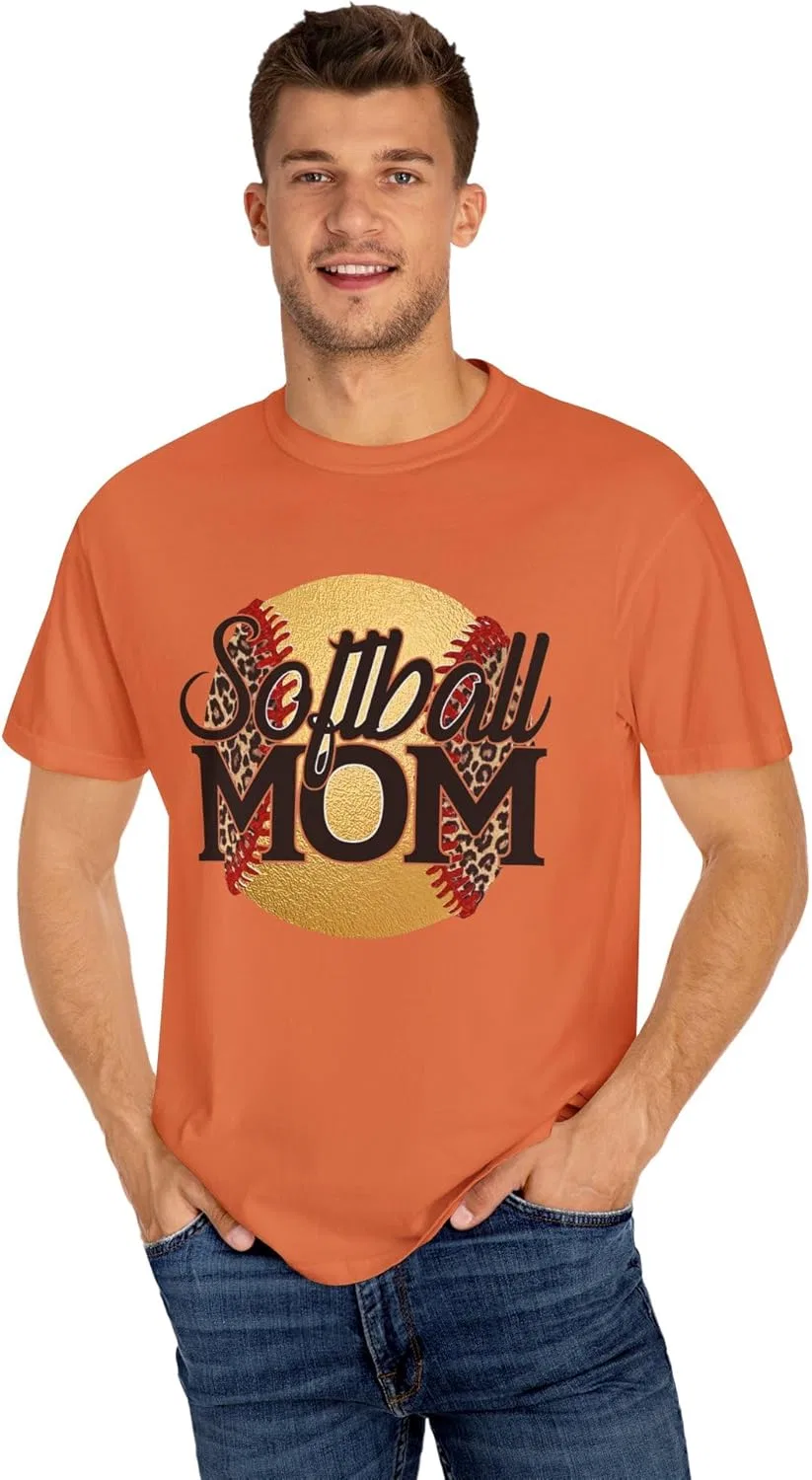 Футболка Softball Mom | Ткань с окрашиванием в готовом виде, подарок для мам, увлекающихся софтболом, одежда для спортивных болельщиков, повседневная одежда, командный дух GENERIC, оранжевый — фото 4