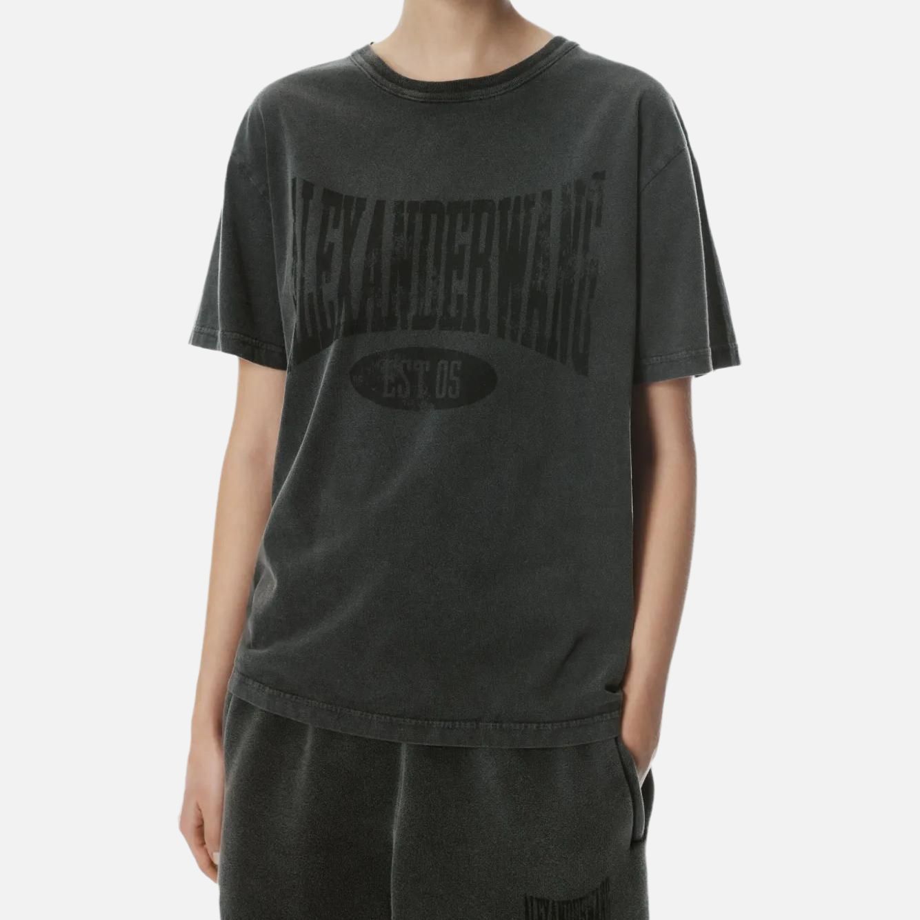 Футболка T By Distressed с принтом логотипа и эффектом потертости Alexander Wang, черный — фото 3