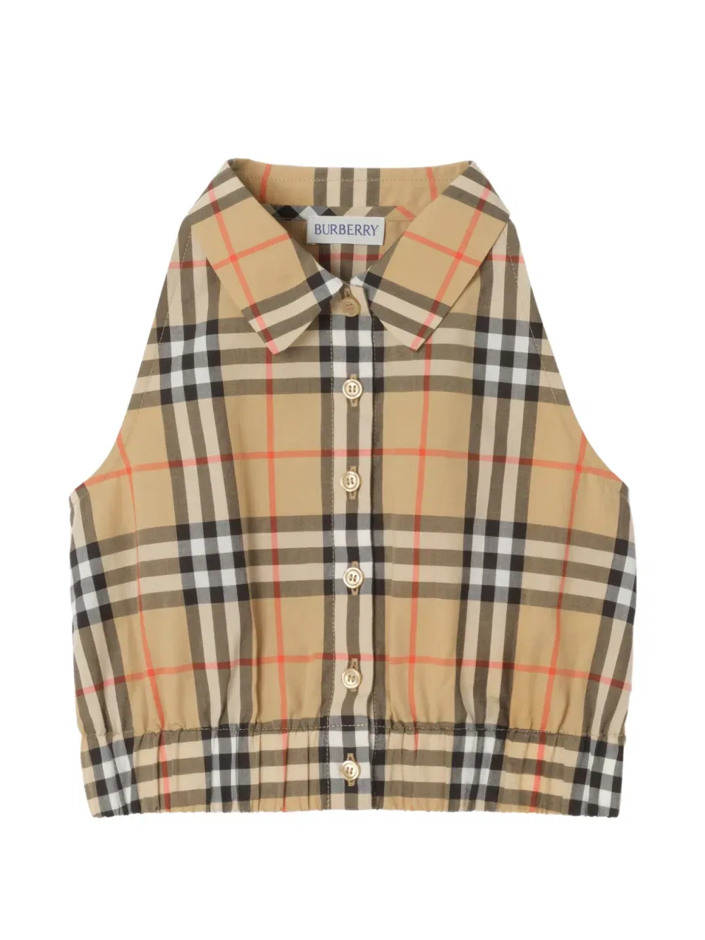 Клетчатая хлопковая рубашка Burberry Kids, нейтральный