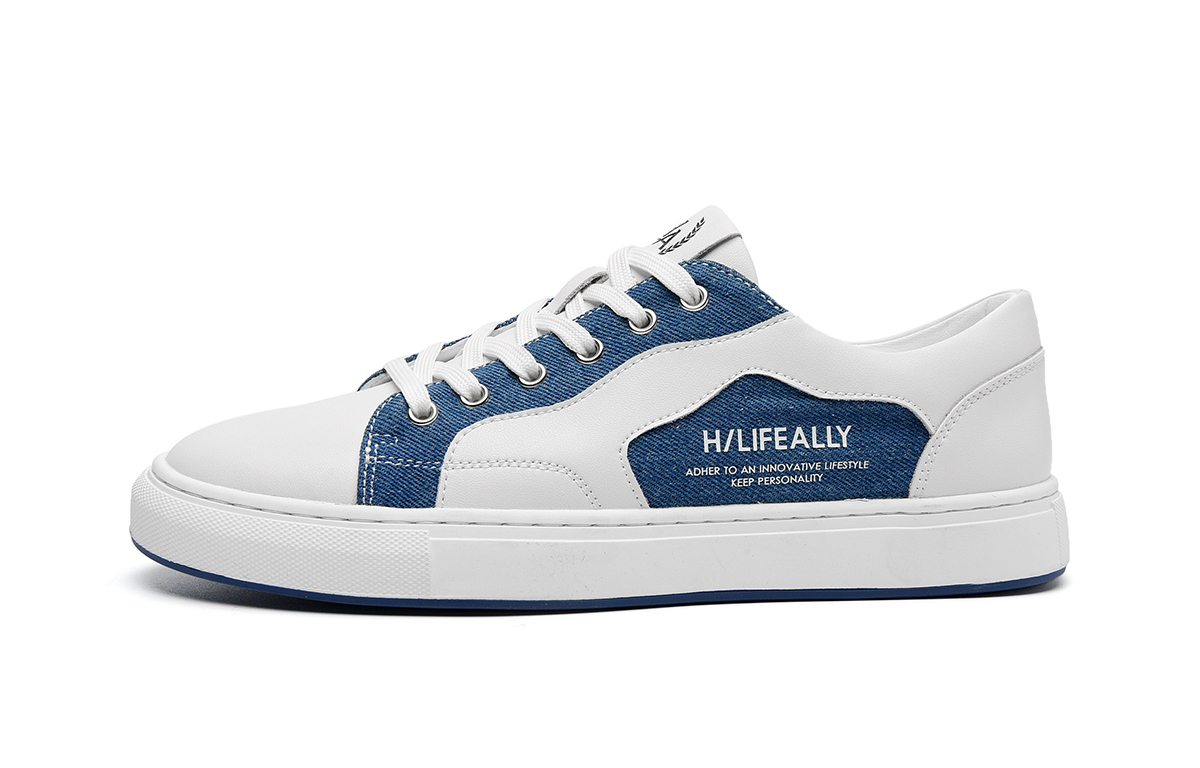 

Мужские скейтерские кроссовки HLA низкие черно-синие, бело-голубые