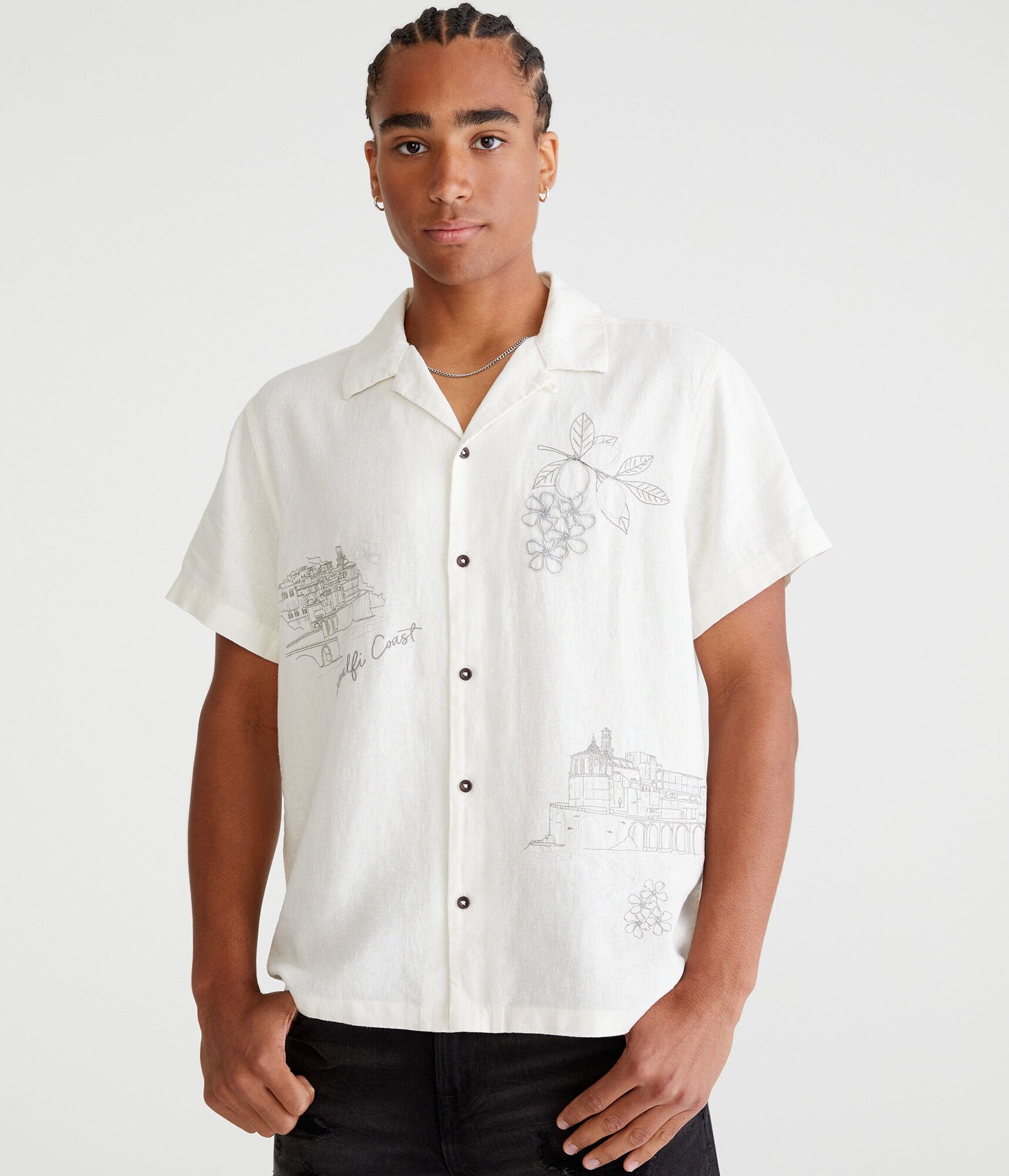 

Рубашка с коротким рукавом Aeropostale с вышивкой Amalfi Coast, цвет floral white