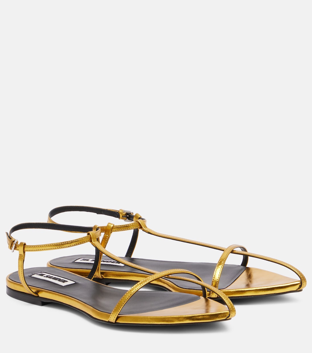 Металлизированные кожаные сандалии Jil Sander, Giallo Scuro