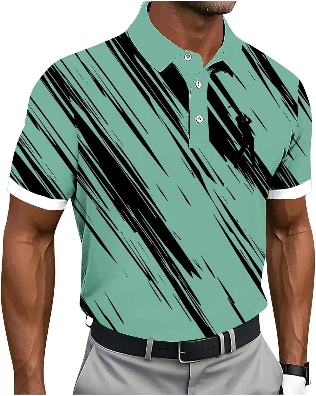 

Мужская поло для гольфа с коротким рукавом, влагоотводящая, с принтом