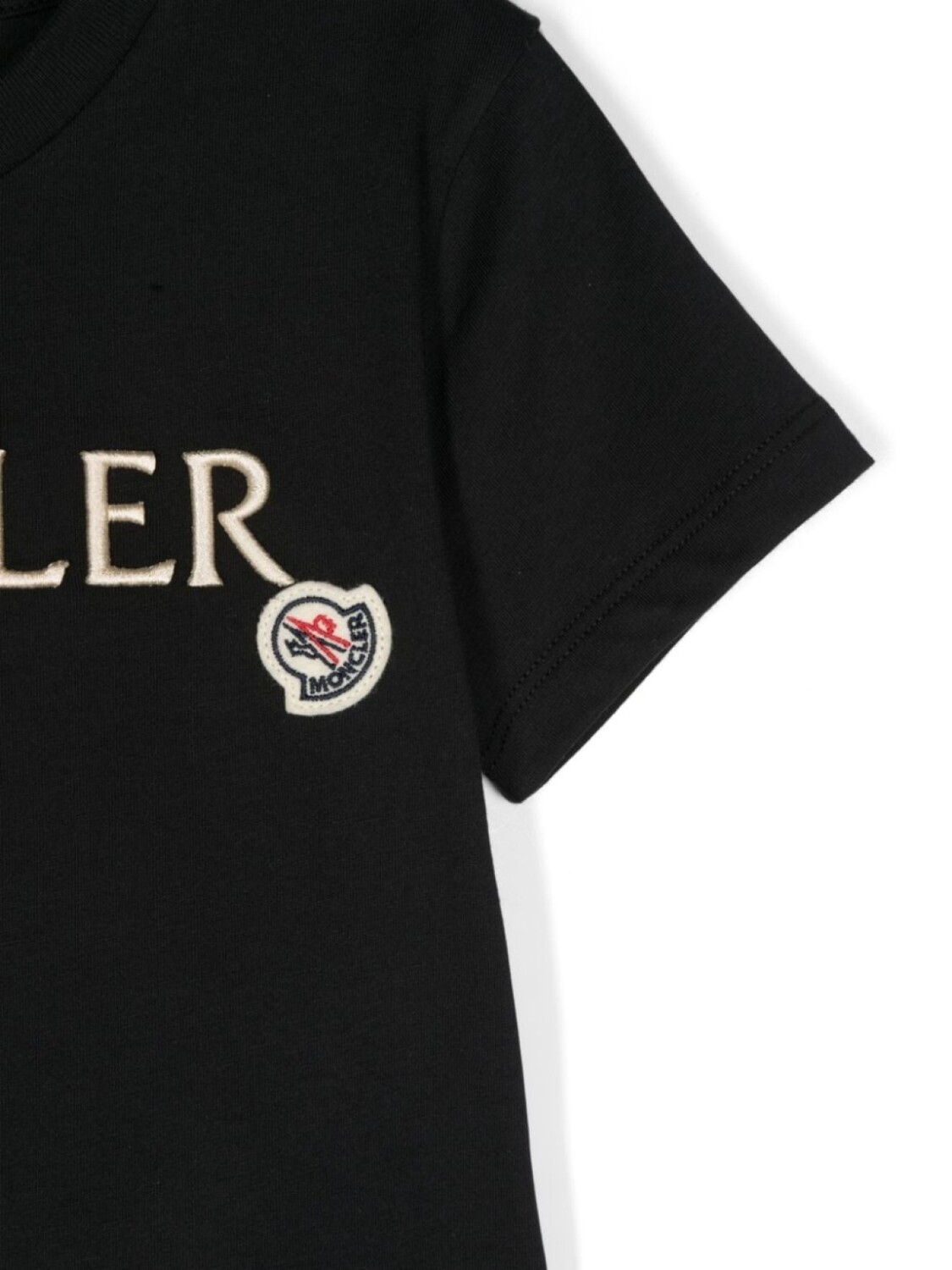 Moncler Enfant футболка с вышитым логотипом, черный — фото 3