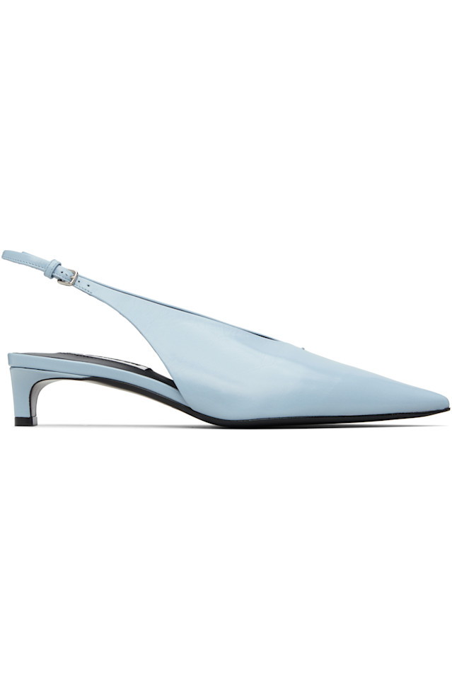 Jil Sander Синие туфли на каблуке с открытой пяткой
