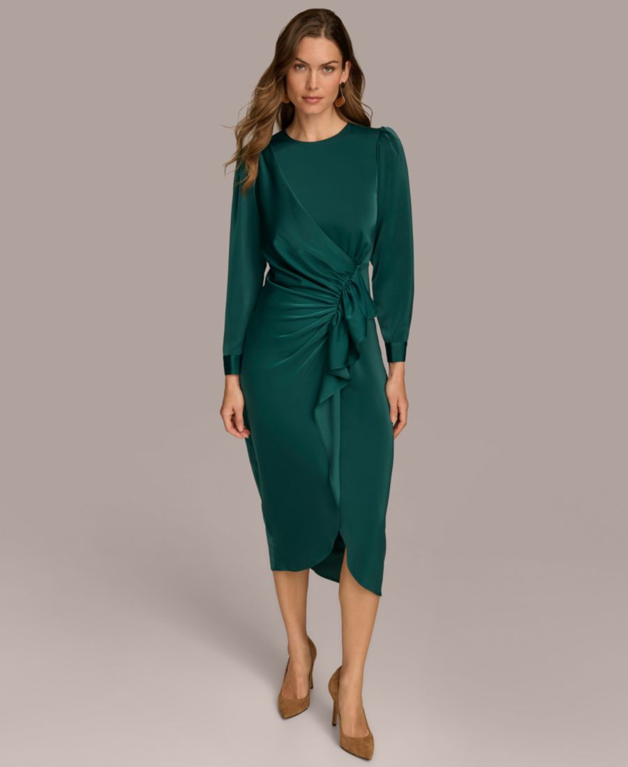 

Женское платье с круглым вырезом и оборками спереди Donna Karan New York, Spruce