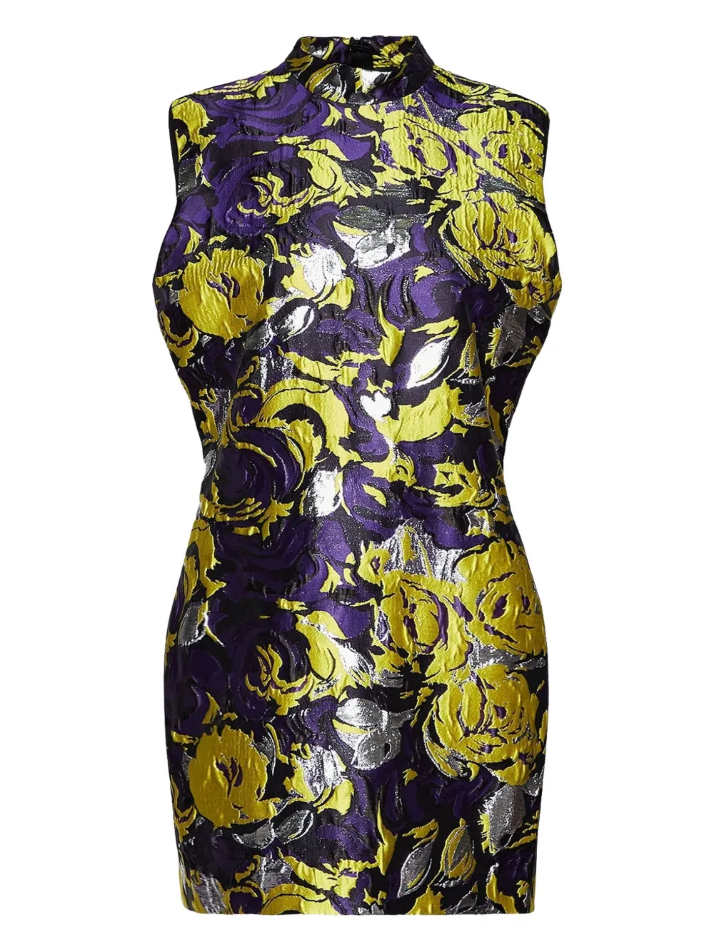 

Платье с принтом в виде мазков и цветочным узором MSGM, желтый