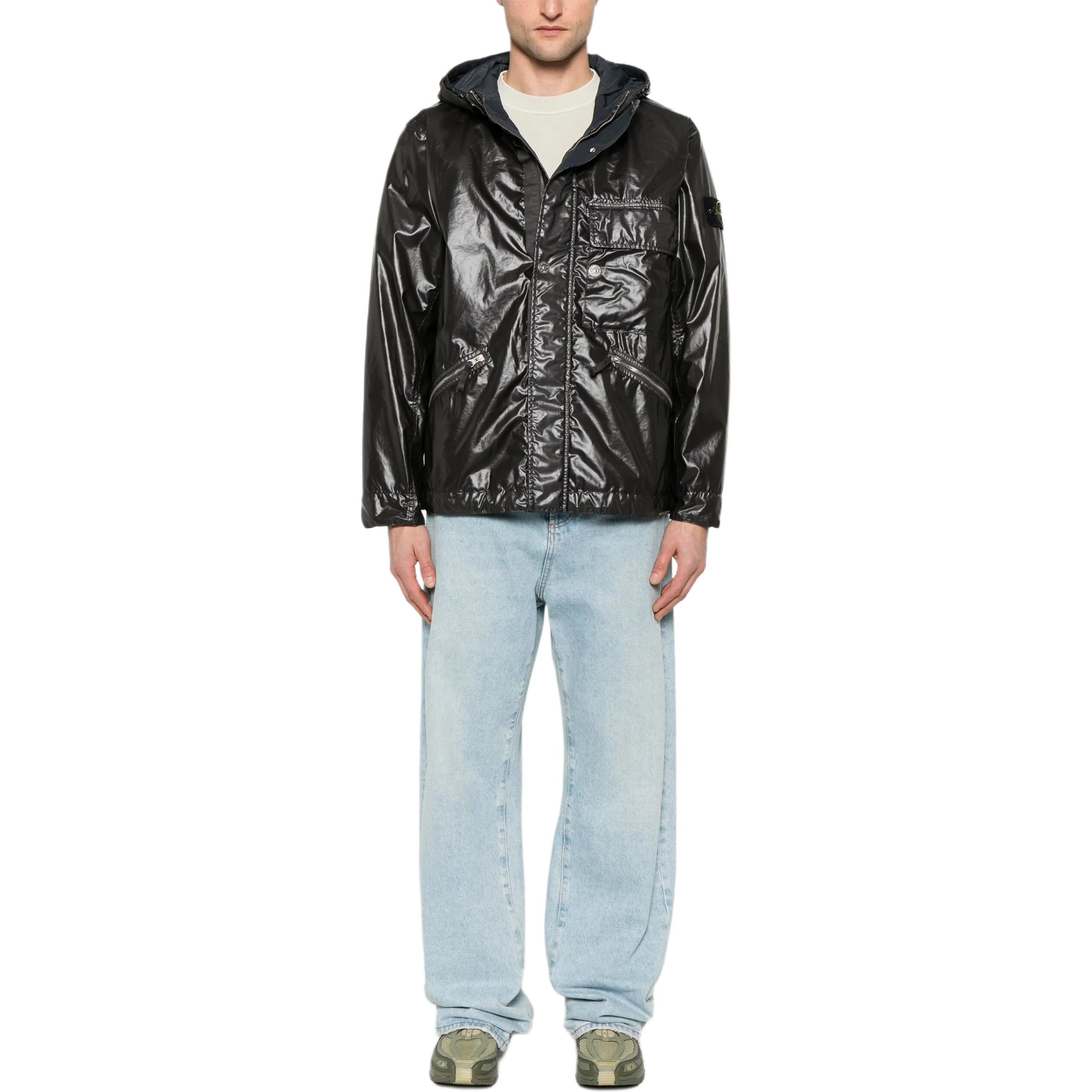 STONE ISLAND Куртка из прорезиненного муслина, Charcoal Gray — фото 3