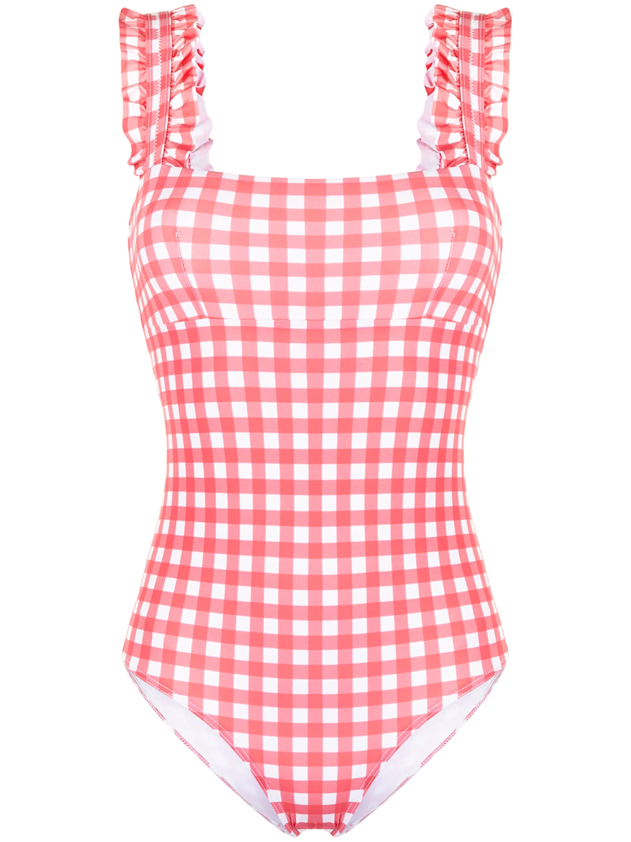 

Клетчатый купальник с оборками Ephemera, розовый