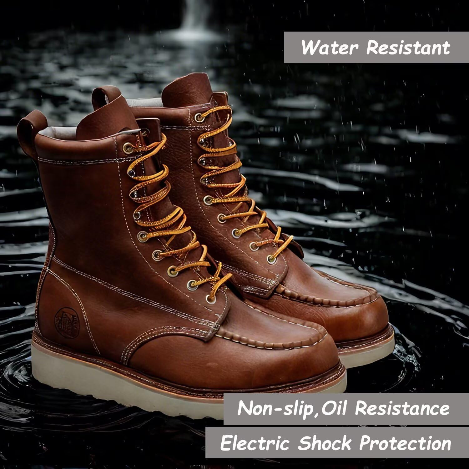 Rocklobster Brown Pitstop Кожаные Стильные Классические Мужские Ботинки с Мягким Носком 6 и 8 Прочные Дышащие, Pitstop Leather 8\" — фото 3