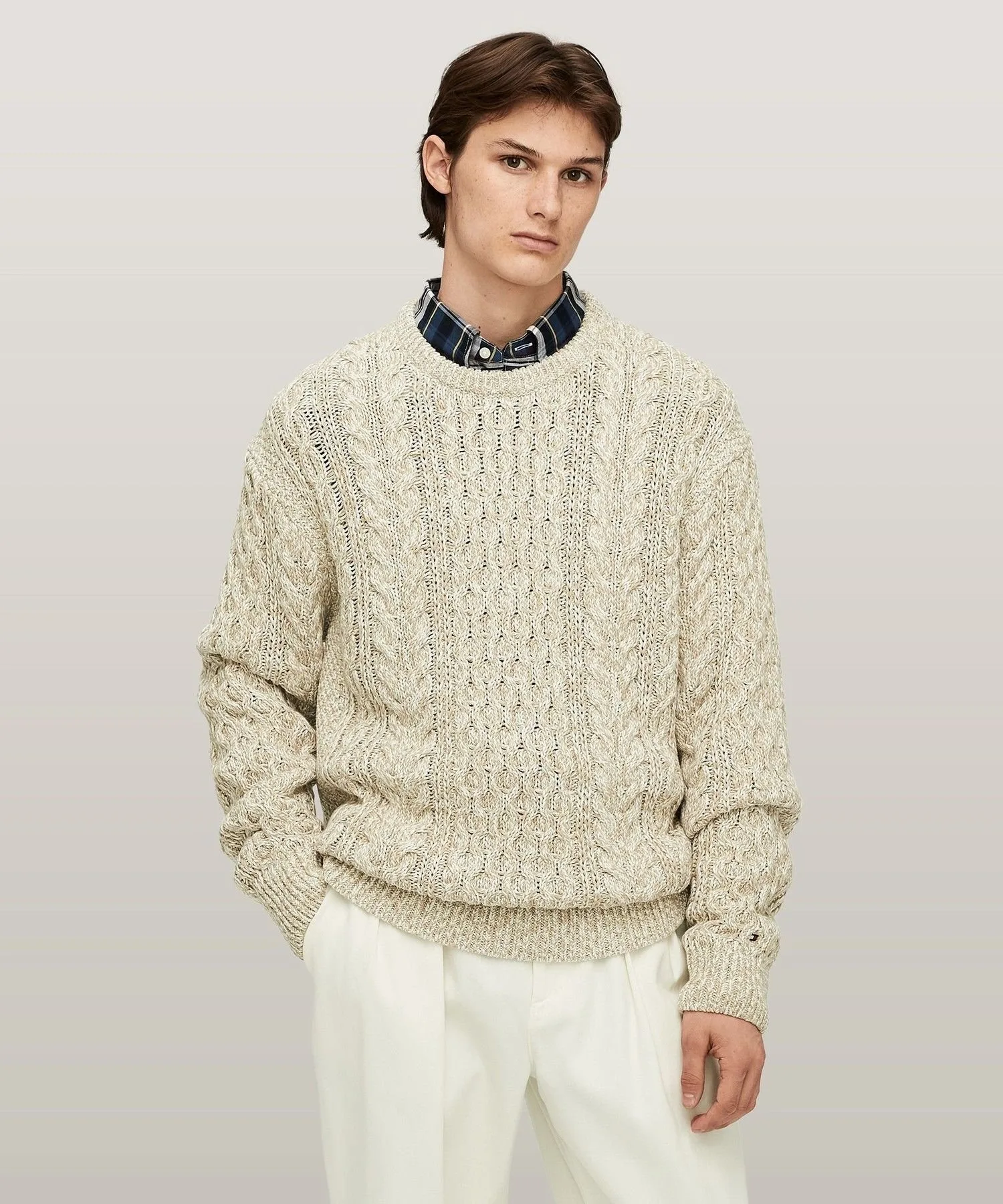 Свитер с круглым вырезом «Мулен Аран Кейс» TOMMY HILFIGER, Beige 0K4