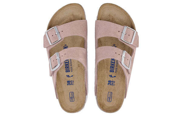 Тапочки arizona soft footbed suede leather narrow fit sandals 'pink clay' Birkenstock, розовый — фото 4