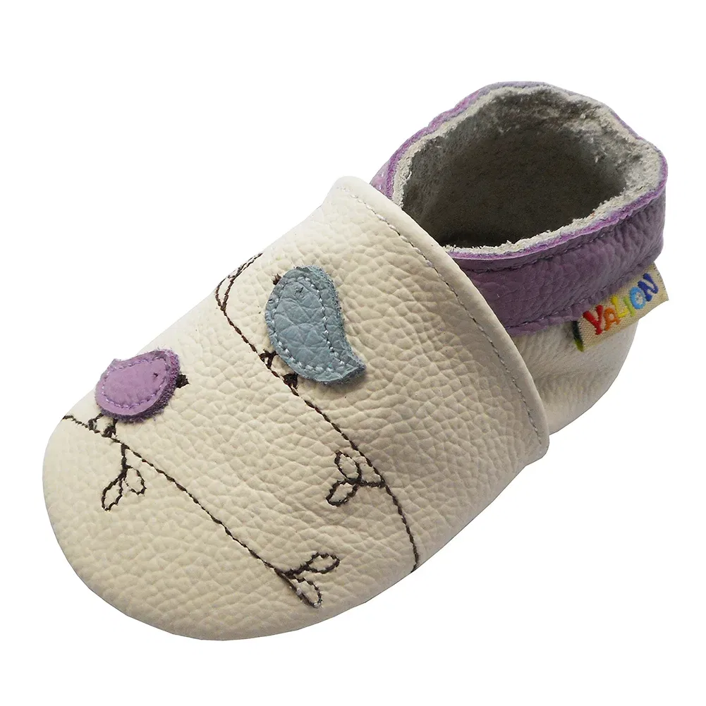 Кроссовки для ползания из кожи с птичками, Yalion, кремовый — фото 3