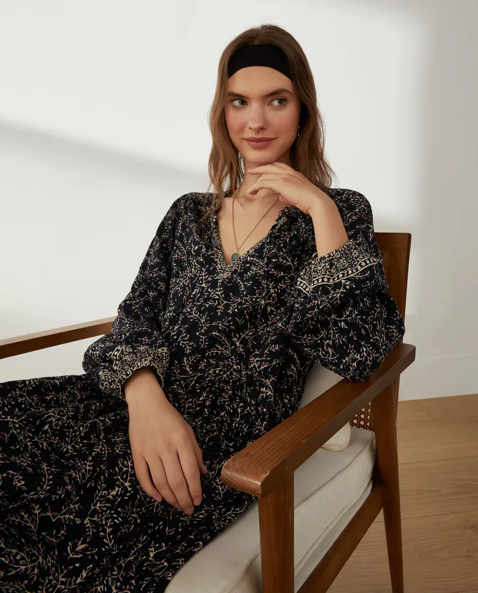 

Женское кашемировое платье миди в стиле добби Southern Cotton, черный