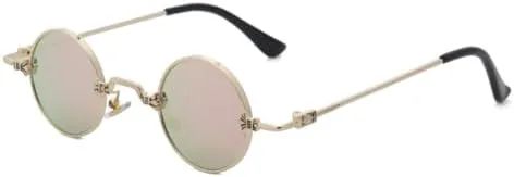 

Солнцезащитные очки 2027 года, маленькие круглые, для женщин и мужчин, с защитой от УФ-излучения UV400, в стиле металл-панк, винтажные очки в стиле стимпанк MTZJH, 3