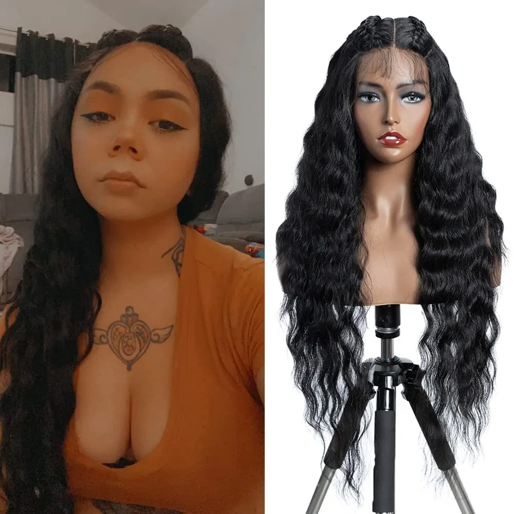 Длинный синтетический парик «Lace Front Curly» от FASHION IDOL Fashion Idol, Natural Black