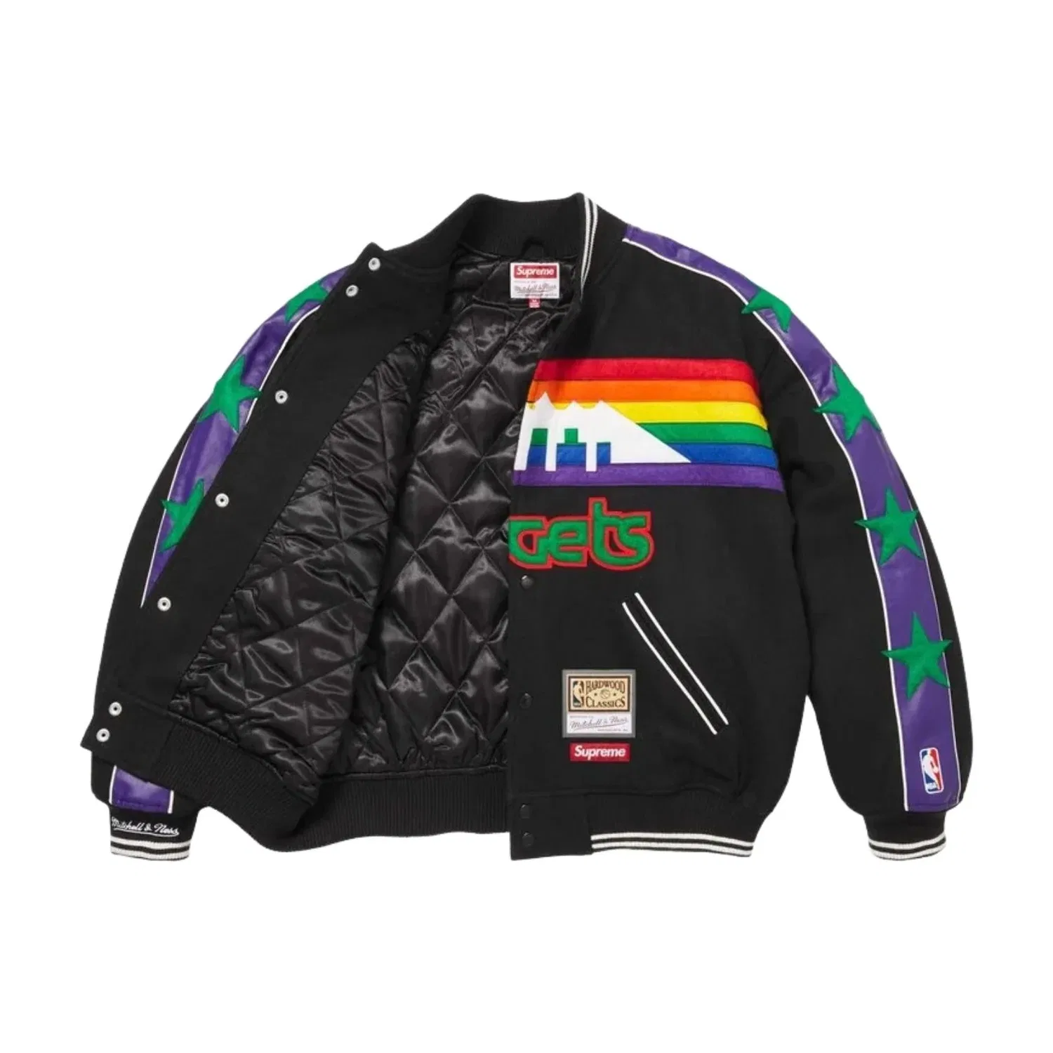 Куртка Supreme x Mitchell & Ness Teams Varsity Jacket 'Black' SUP-SS26-281-BLK, черный — фото 2