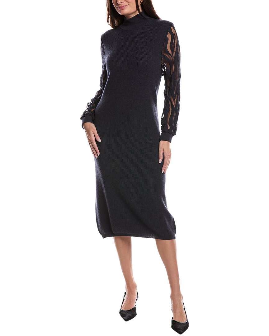 

Платье миди из смесовой шерсти, шелка и кашемира Peserico, черный