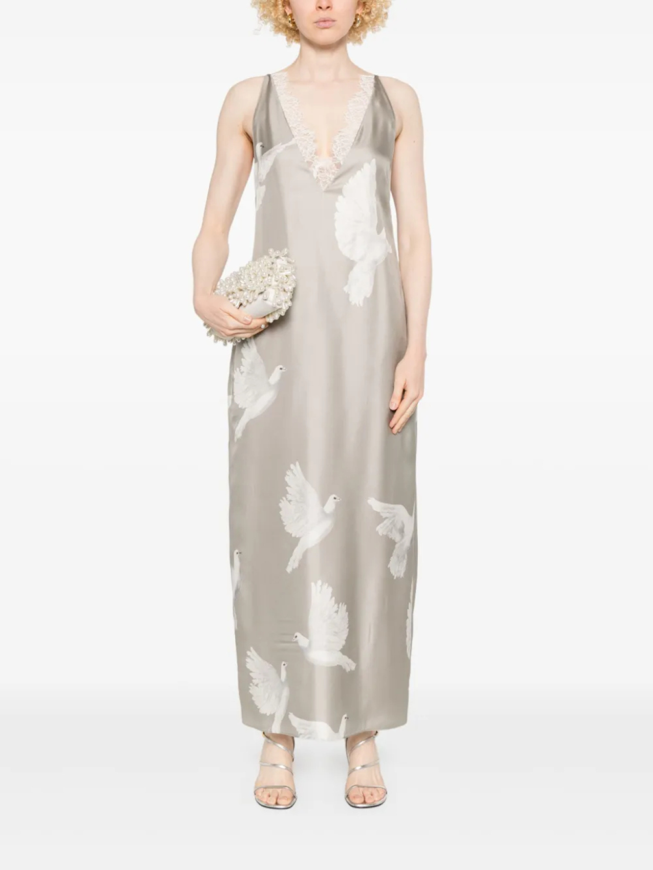 

Платье макси с принтом Stella McCartney, серый