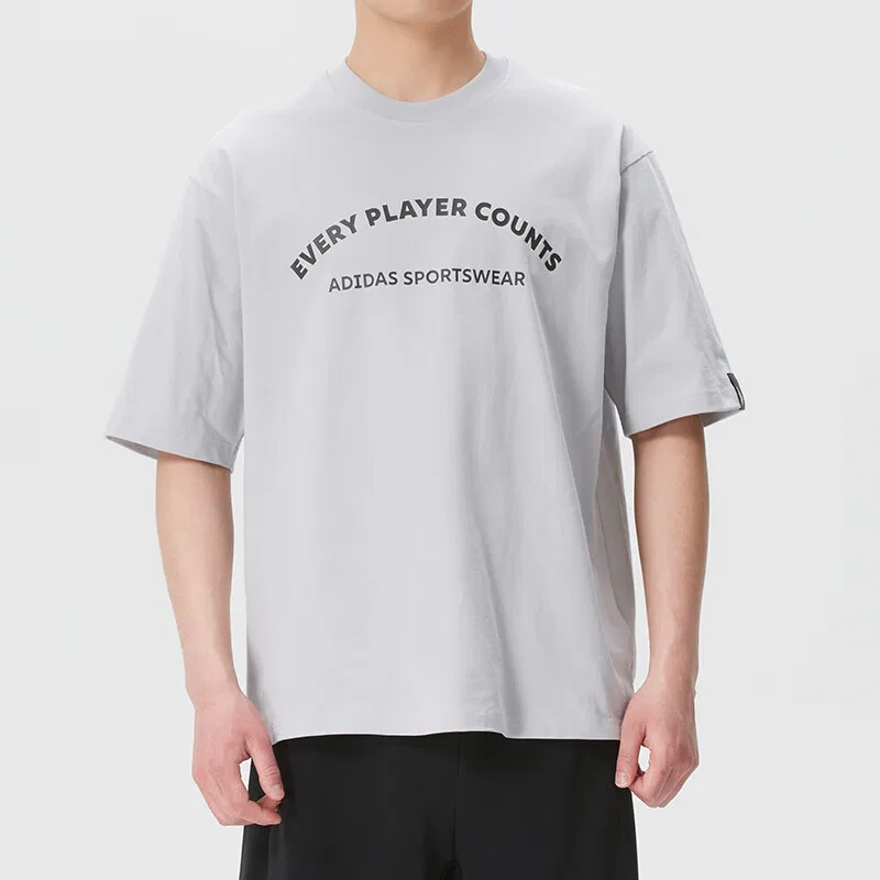 Футболка мужская Light Gray с круглым вырезом Adidas — фото 3