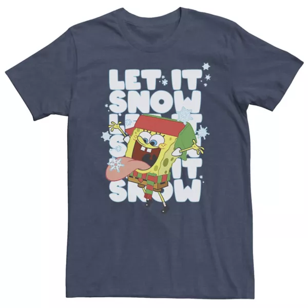 

Футболка с надписью «Let it snow» от Big & Tall Spunk Bob Squarepants Nickelodeon, синий