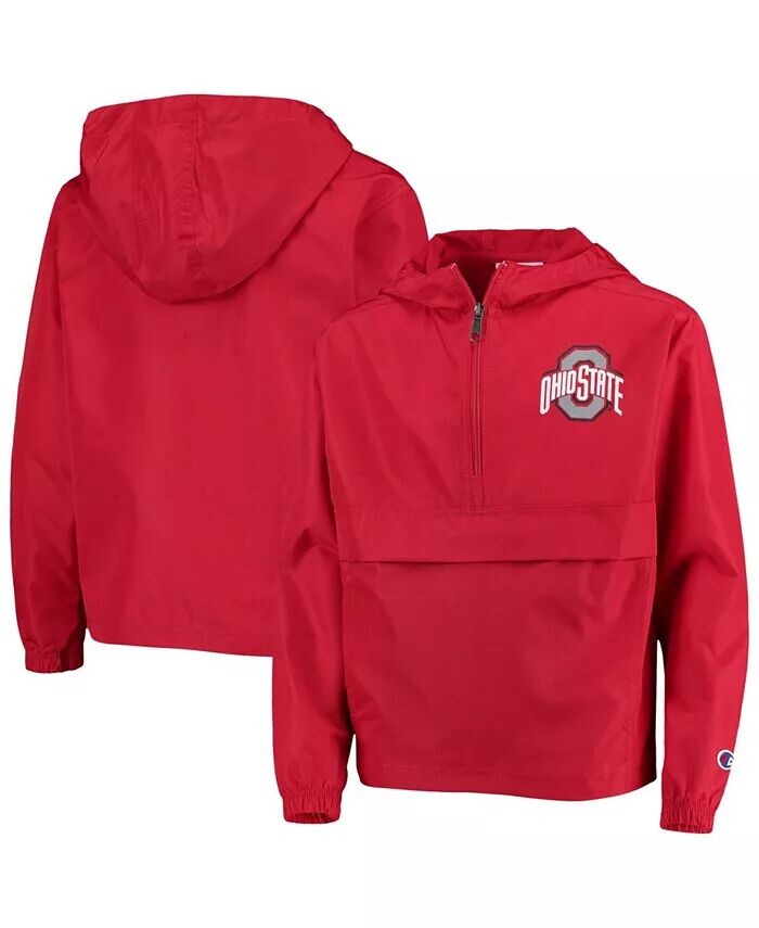

Ветровка с молнией до четверти Big Boys Scarlet Ohio State Buckeyes Pack and Go Champion, красный