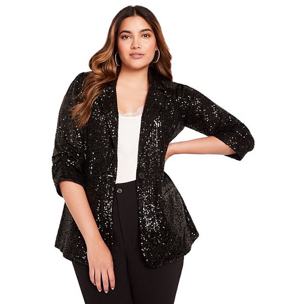 

Женский блестящий пиджак June + vie plus size June & Vie, Black