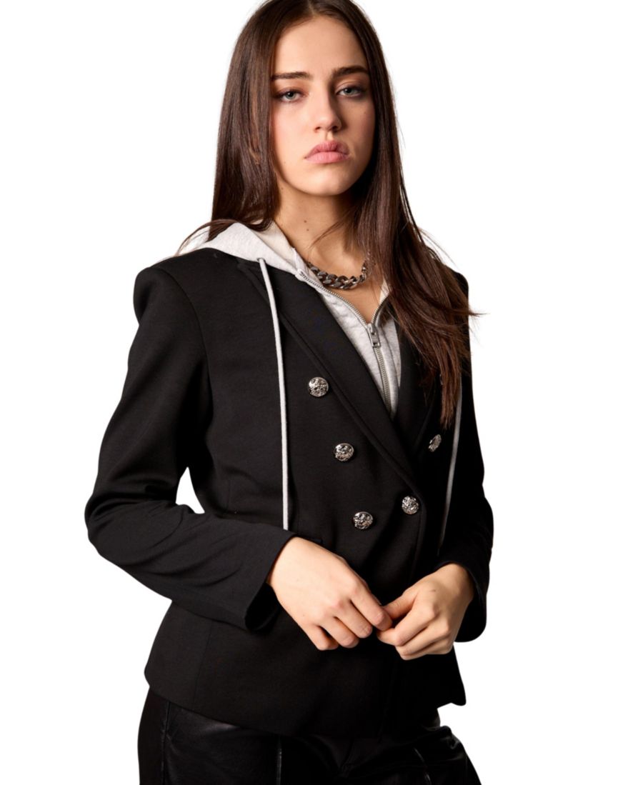 

Женский двубортный блейзер Helen со съемной вставкой из капюшона Blue Revival, Black