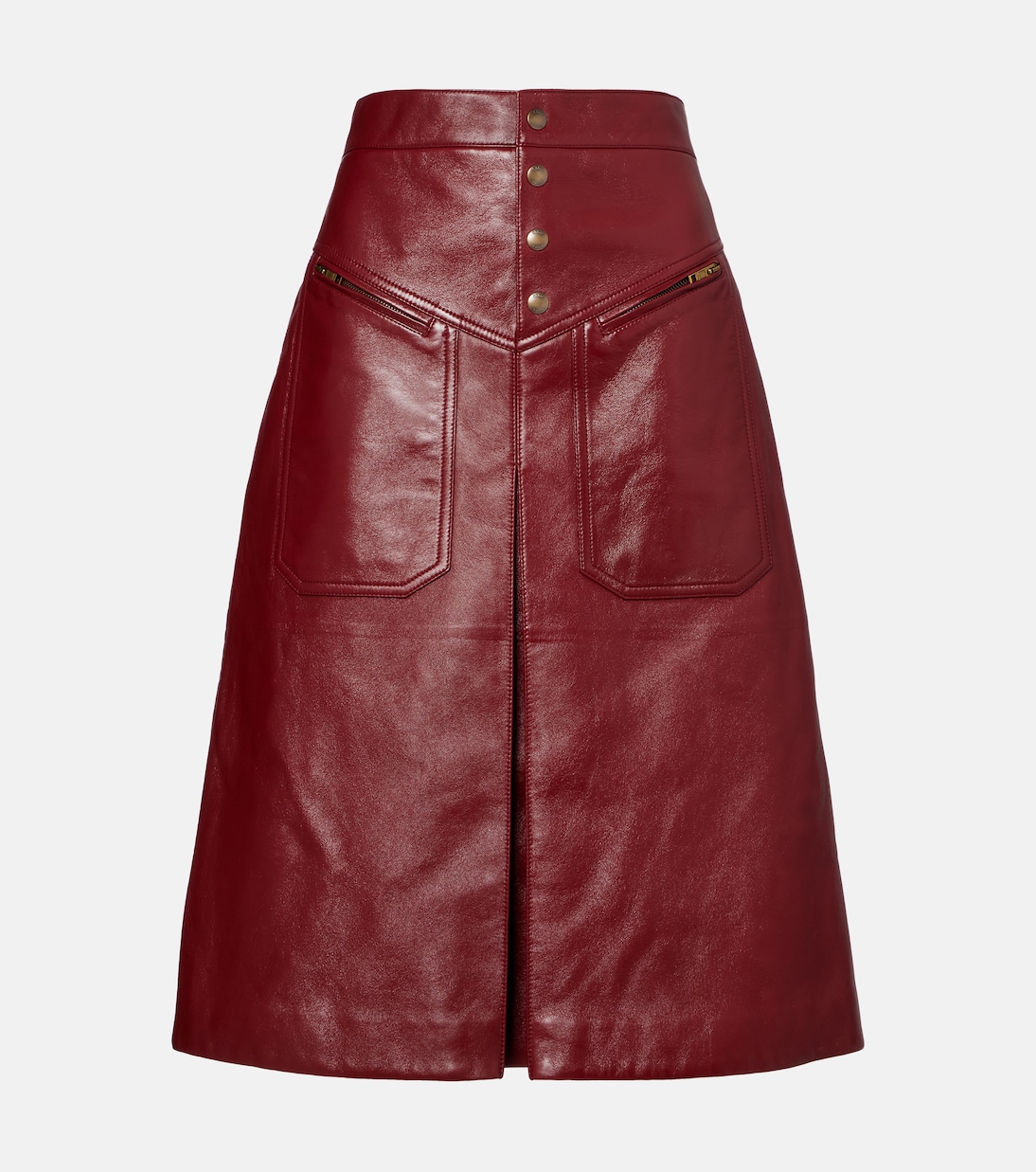 

Кожаная юбка миди Chloé, Dark Ruby