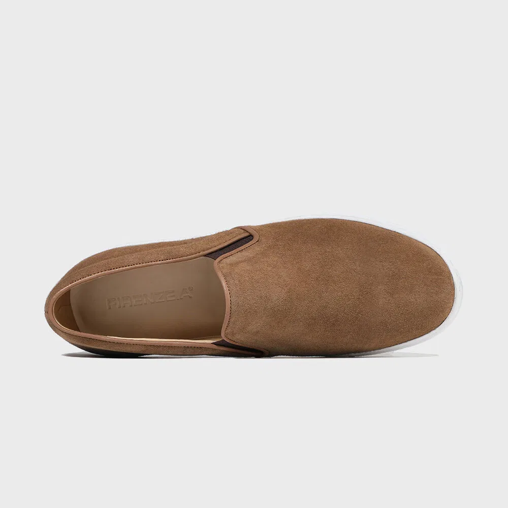Мужские замшевые слипоны стандартного дизайна Mid Brown от Firenze.A — фото 4