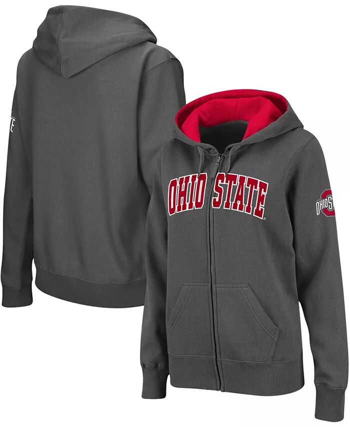 

Женская толстовка с капюшоном Ohio State Buckeyes Arched Name Full Zip, угольного цвета Colosseum