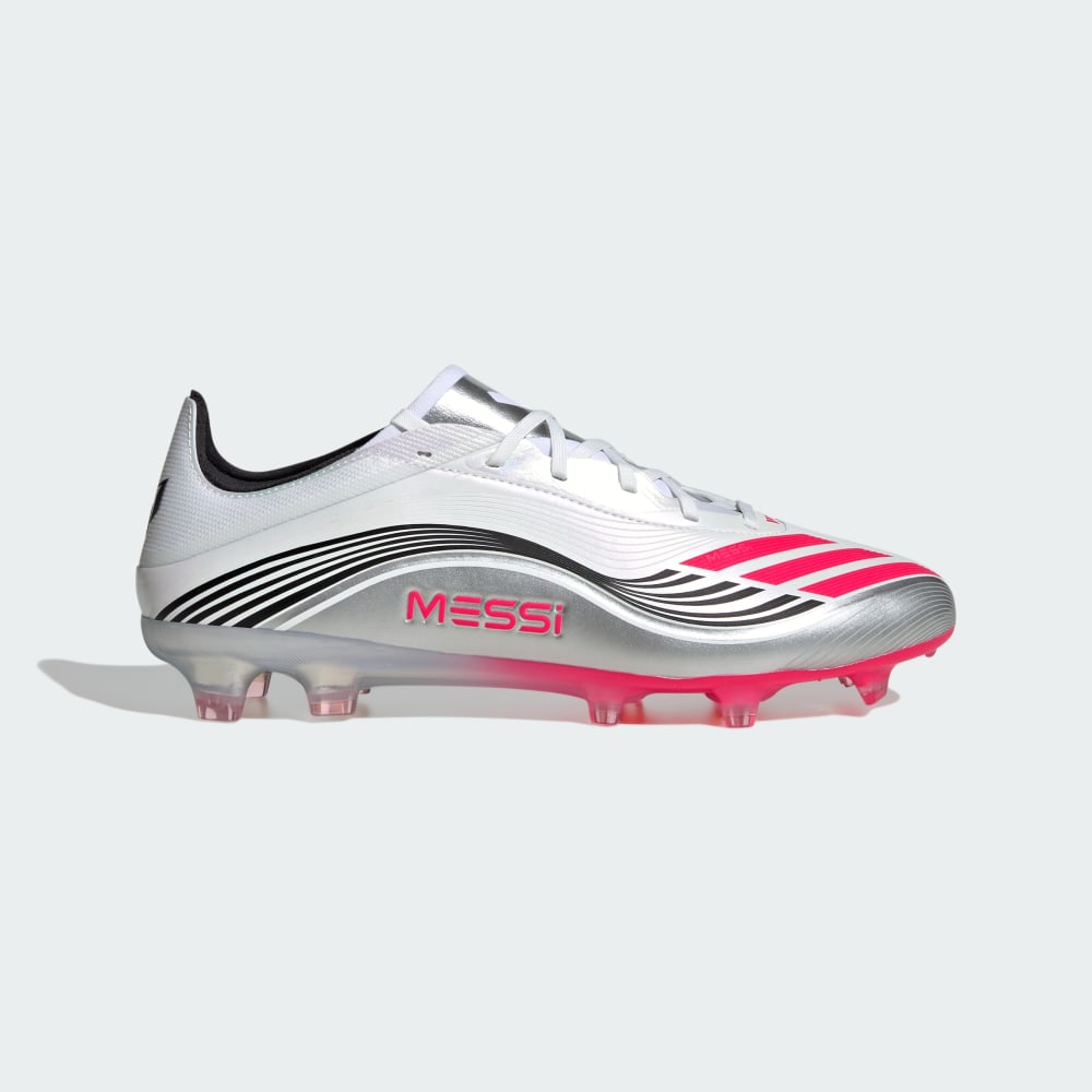 Бутсы Adidas F50 Messi Pro Firm Ground Cleats, цвет Cloud White/Lucid Red/Silver Metallic — фото 2