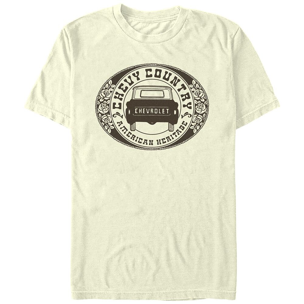 

Мужская футболка с рисунком Chevy Country American Heritage Badge Licensed Character, цвет Natural