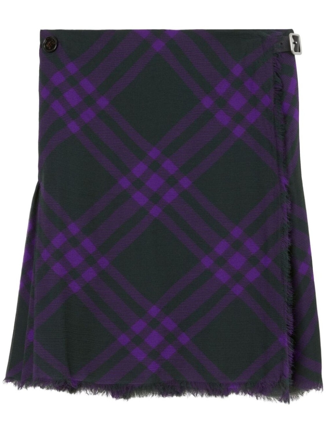 

Burberry клетчатый килт с бахромой, фиолетовый