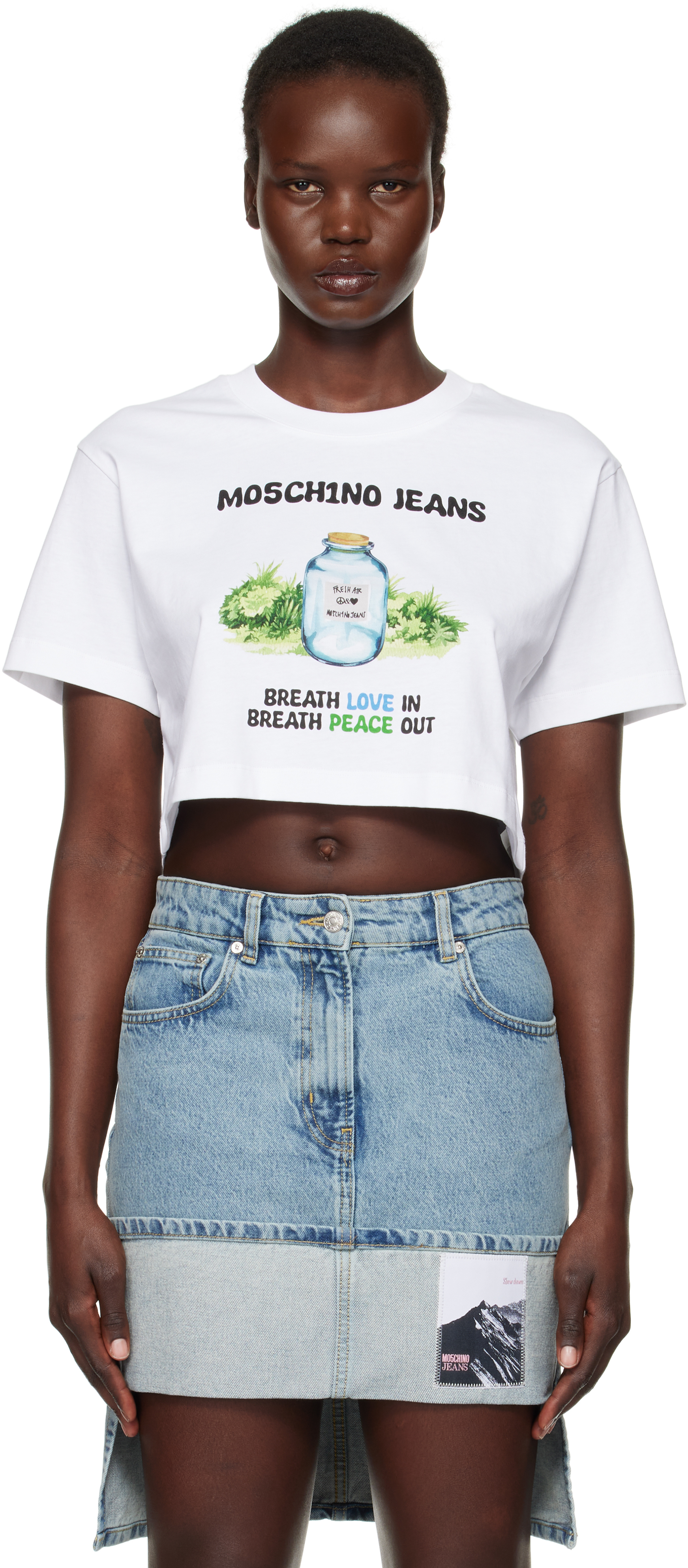 

Белая футболка из хлопкового джерси Moschino Jeans