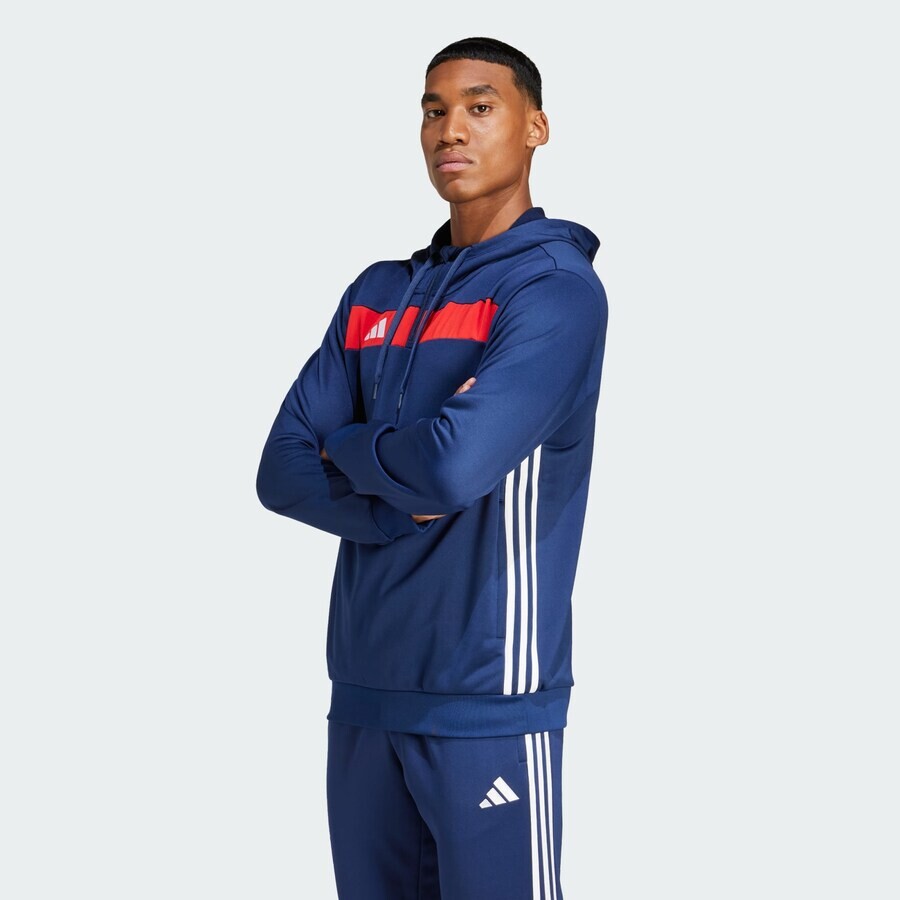 Свитер с капюшоном на молнии ADIDAS PERFORMANCE Athletic Sweatshirt Tiro 25 Essentials, темно-синий — фото 2